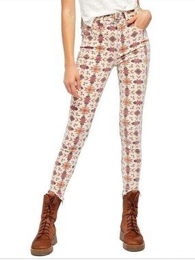 Free People - Wild Child Jeans Aztec Southwest Geometric Print